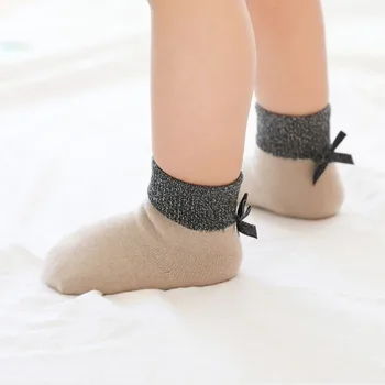 

Autumn Winter New Fashion Bowknot Kids Girls Socks Baby Toddler Boys Girls Socks Seamless Children Cotton Socks 0-8Years