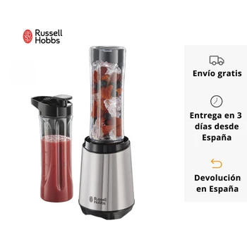 

Russel Hobbs Mix & Go Steel Batidora de Dos Vasos 300W Color Negro y Plata