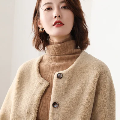 DUOUPA new real wool mantle real sheepskin ladies natural fur mantle wild leather lining jacket high quality clothes - Цвет: D