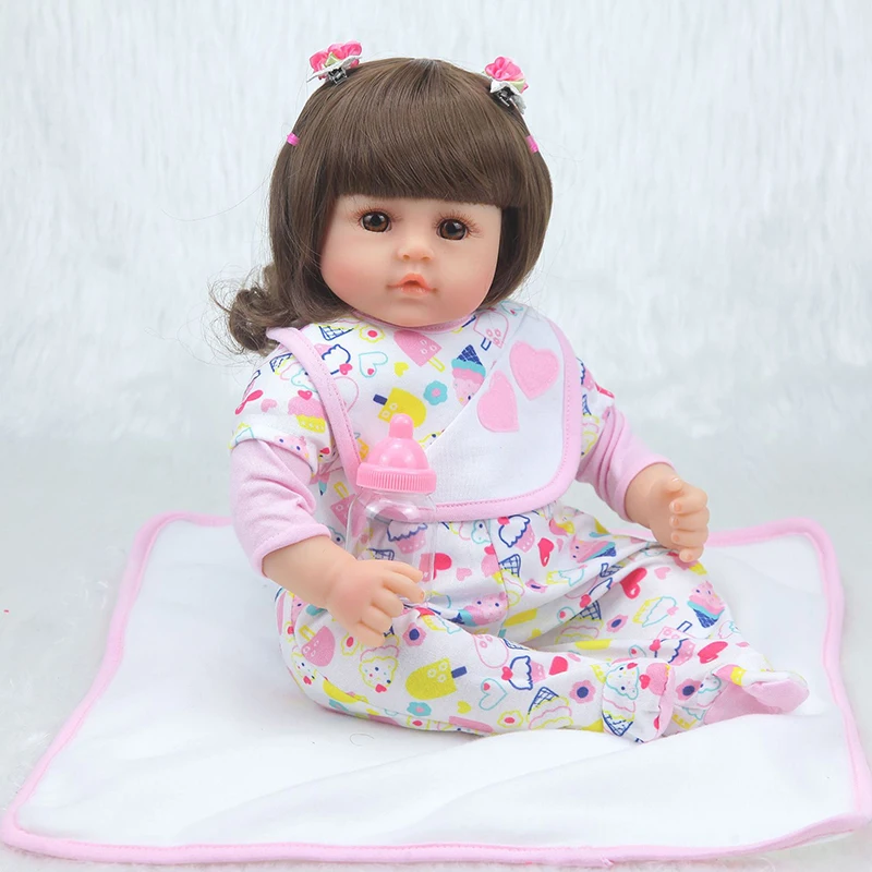 42 см Reborn Baby Doll игрушка мягкая силиконовая милая розовая ткань для тела модная короткая объемная Реалистичная кукла для новорожденных подарки для малышей