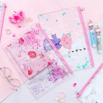 

Storage Bag File Test Paper Folder Transparent A4 Zipper Sandpaper File Bag Student Stationery Storage Bag Test Paper Folder