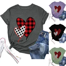 

2022 Valentine's Day women's T-shirt short-sleeved shirt loose casual LOVE print love women's round neck top