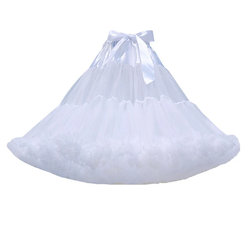 

Women Lolita Pompon Skirt Hoopless Petticoat Crinoline Dress Underskirt Slip Tutu Wedding Ball Gown Accessories