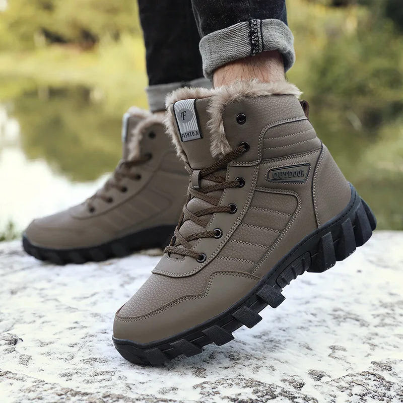 

Outdoor Snow Boots Men's Winter Brushed And Thick Warm Couples Large Cotton-padded Shoes Northeast Mid-top Casual Sports Shoes L