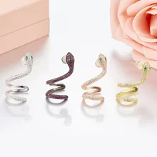 SLJELY 1PC Hoge Kwaliteit S925 Sterling Zilver Micro Pave Volledige AAA Zirconia Groene Ogen Snake Oorbellen Vrouwen Luxe sieraden(China)