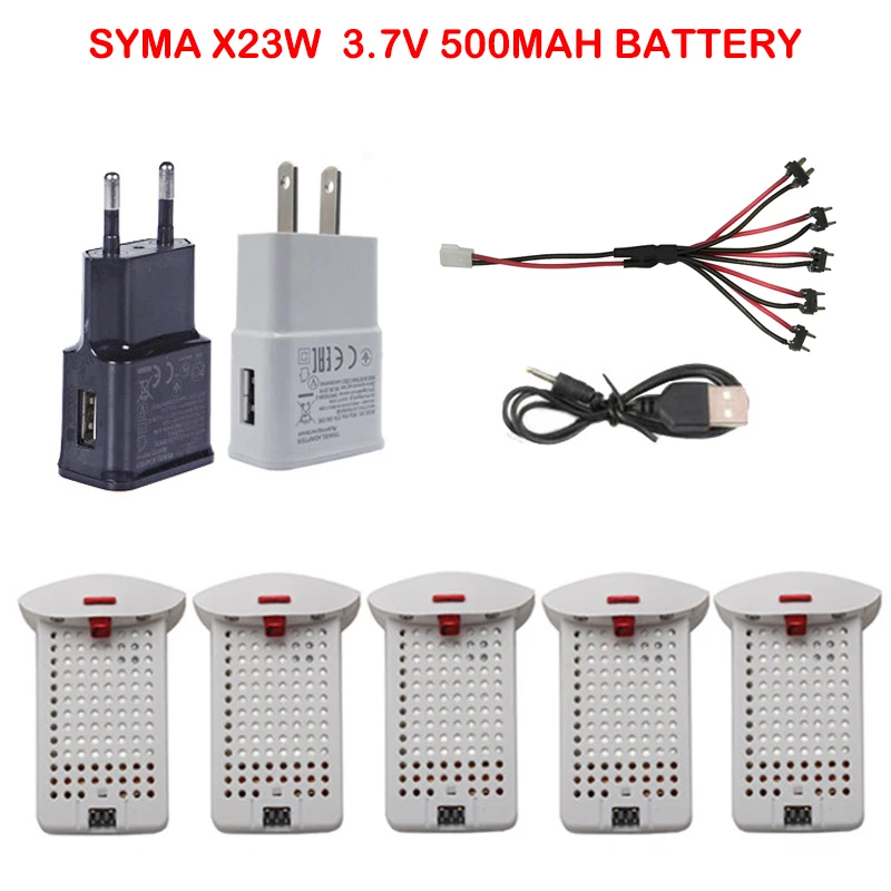 

Syma X23 / X23w drone original battery RC Quadcopter Spare Parts Accessories 3.7V 500mAh Battery and Charger 5-1 Cable