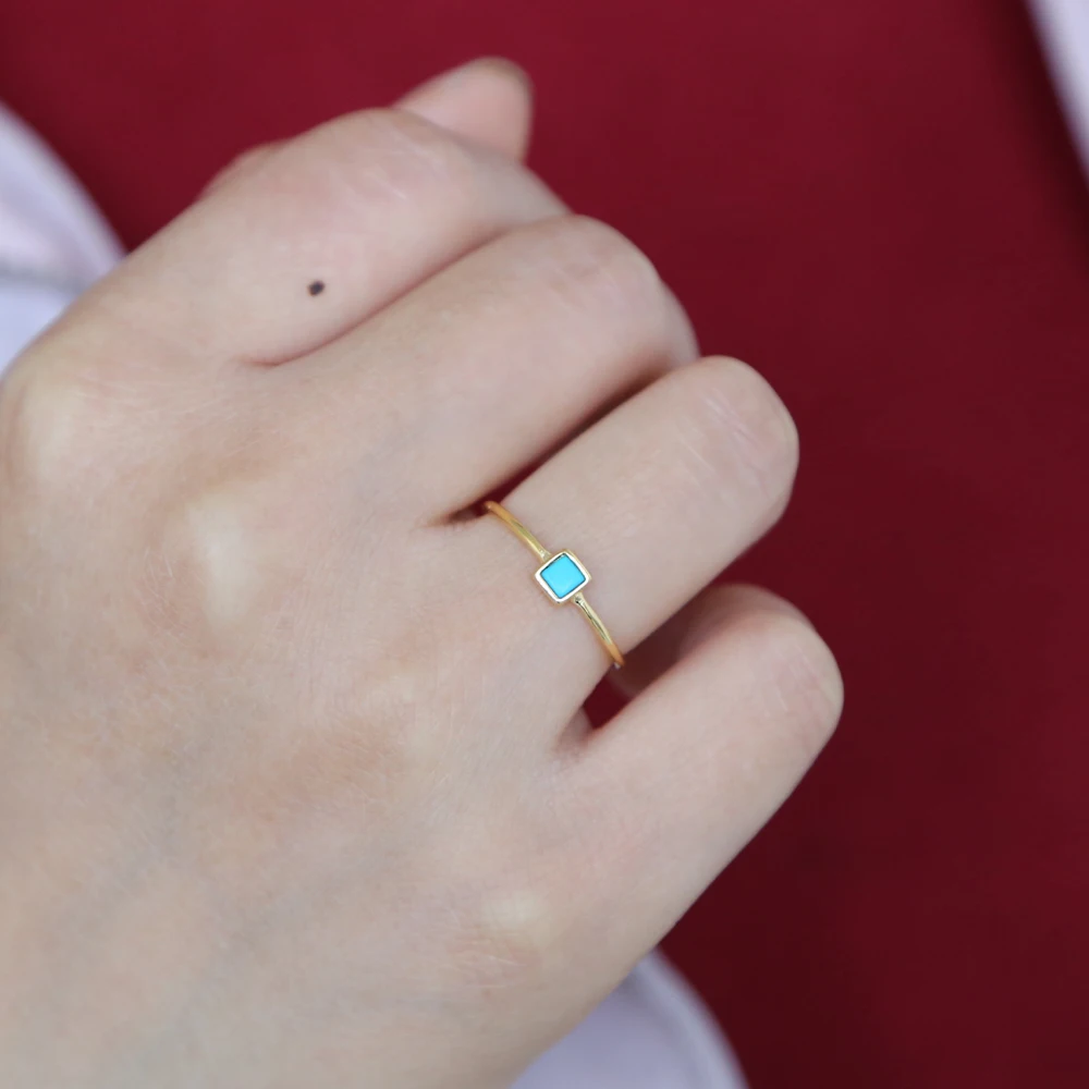 Простой глазурованный квадратный бирюзовый камень ювелирное изделие 925 пробы