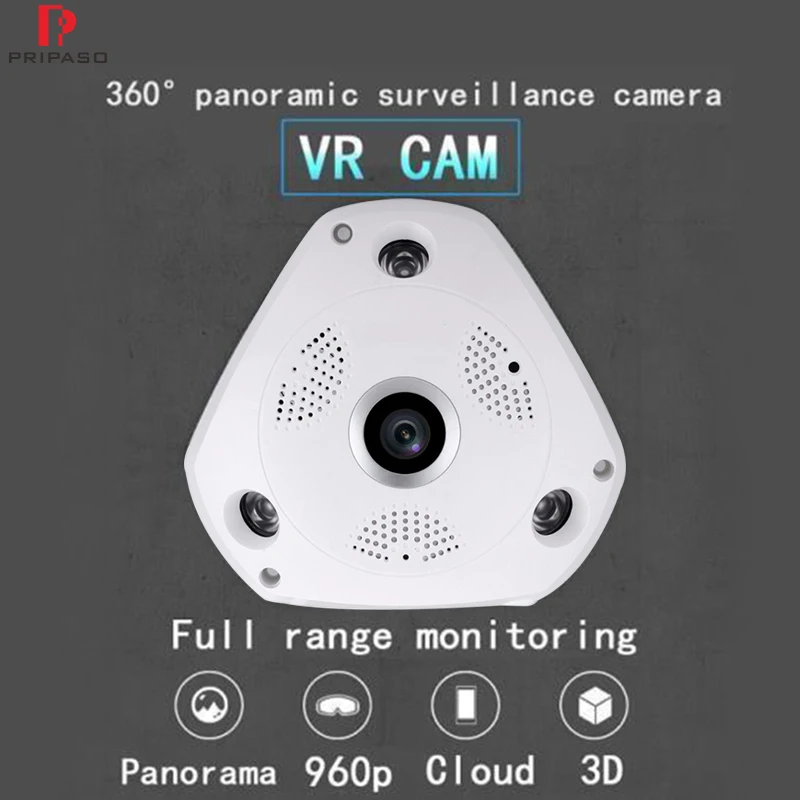 360 камера рыбий глаз 3D VR 960P Wi Fi панорамная градусов Домашняя безопасность