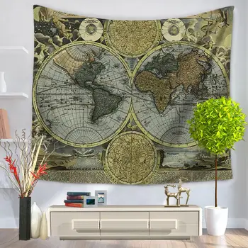 

150 X 130cm Map Beach Towel Tapestry Poster Colorful Sitting Blanket Curtain Sunscreen World Wall Map Wall Hanging Printed Art