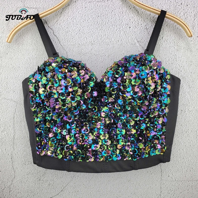 white sequin bustier top