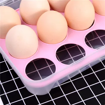 

15 Grid Kitchen Refrigerator Single Layer Egg Box Storage Box Practical Creative Home Portable Plastic Picnic Food Storage Box