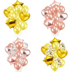 Цвета розового золота с сердечками воздушный шар фольги шампанское Звезда Воздушные шары для свадьбы вечеринки декор шары из латекса для