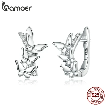 

bamoer Real 925 Sterling Silver Shining Butterflies Stud Earrings for Women Statement Fine Jewelry Brinco 2020 Bijoux GAE422