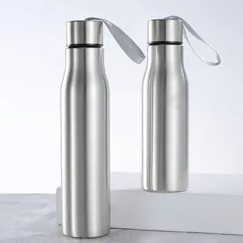 

500/750ml Portable Stainless Steel Cola Motion Sports Water Cup Beer Monolayer Metal Cola Drink Bottle with Tote Rope Drinkware