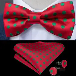 Модный мужской галстук-бабочка в красно-зеленую точку, высококачественный шёлковый жаккардовый тканый галстук-бабочка, галстук-бабочка