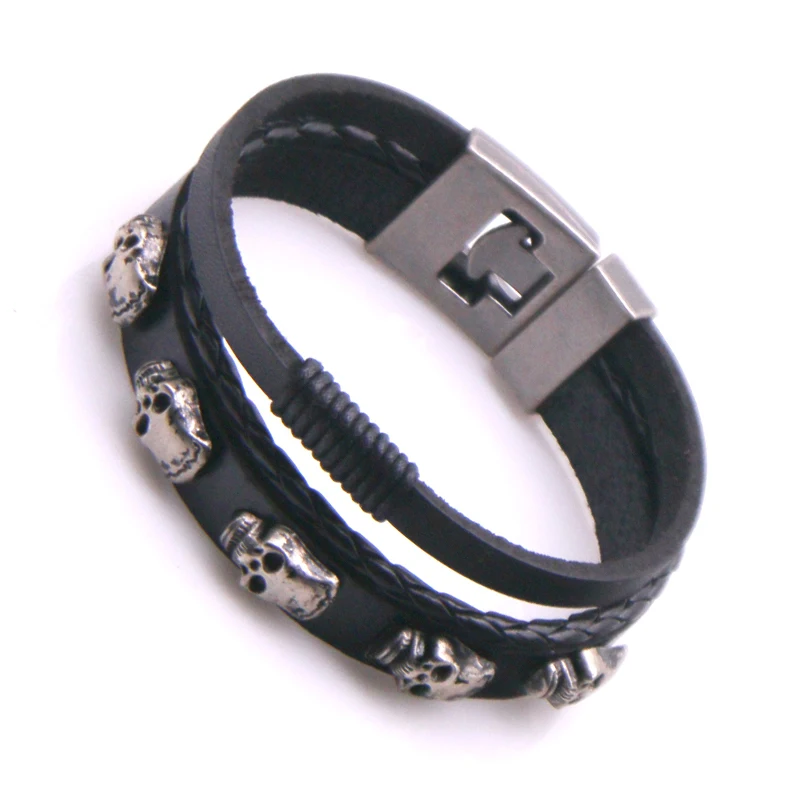 Новинка, модные черно-коричневые браслеты с якорем, Мужская веревочная цепочка с подвеской, мужской браслет, металлический спортивный браслет - Окраска металла: HJ73