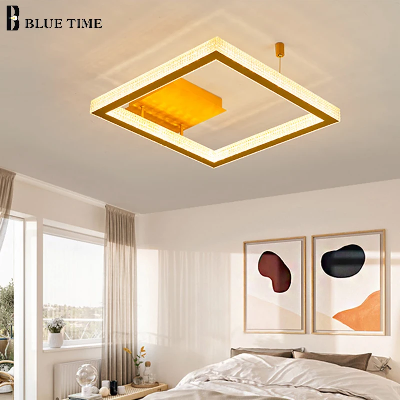 

Modern LED Ceiling Lights For Living Room Dining Bedroom Golden/Coffee Color Frame Flush Mount Ceiling Lamps Indoor Lighting
