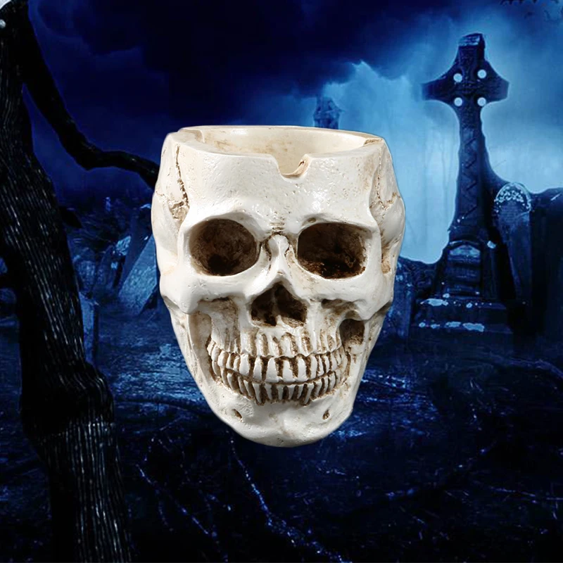 Human Skull Ashtray Cool Creative Halloween Home Office Bar Decor Ashtrays