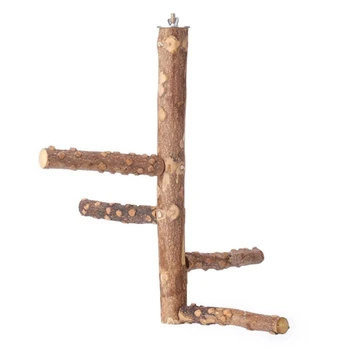 

Parrot Toy, Chewing Toy, Swing Bell, Pepper Wood Activity Stand ,Bird Perch Nature Wood Stand for 3-4Pcs Parrots