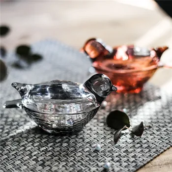

Zakka Glass Bird Figurine Jewellery Box Decorative Bird Miniature Jewelry Case Glassware Storage Organizer Ornament Gift Craft