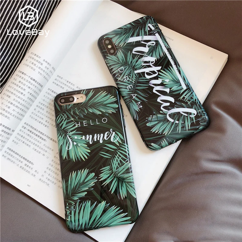 Lovebay зеленый лист письмо чехол для телефона iPhone XS Max XR X 7 8 Plus Мягкий IMD освежающий s 6