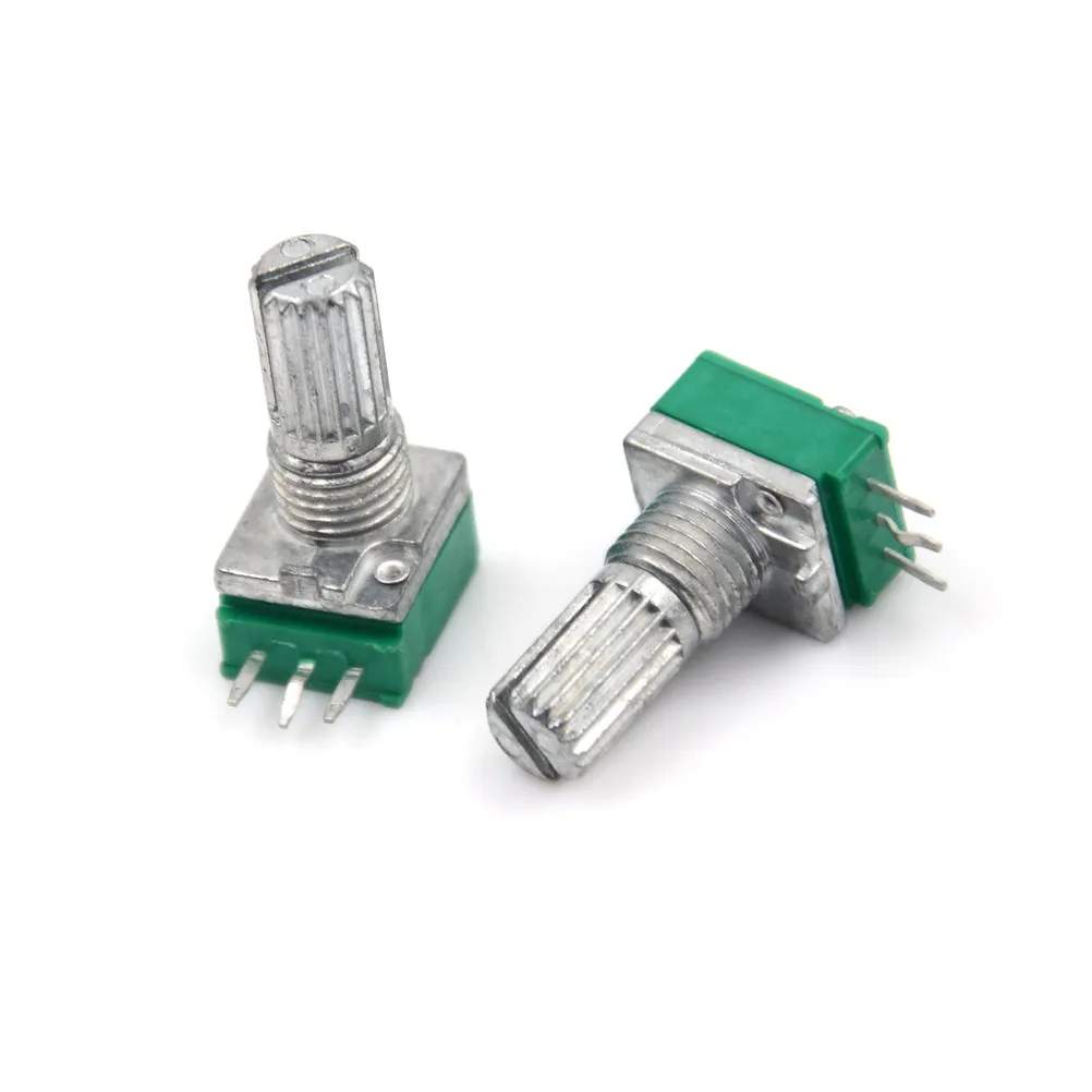 3pcs/lot 3Pin B10K Single Linear Rotary Potentiometer 15mm Knurled Shaft Potentiometers 10K Ohm With Nuts And Washers