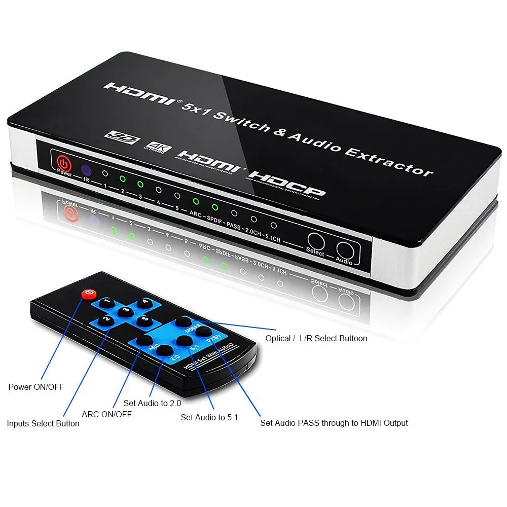Switch HDMI 5 In 1 Tendak - 4K, Con Telecomando, SPDIF E Audio L/R - Foto 9