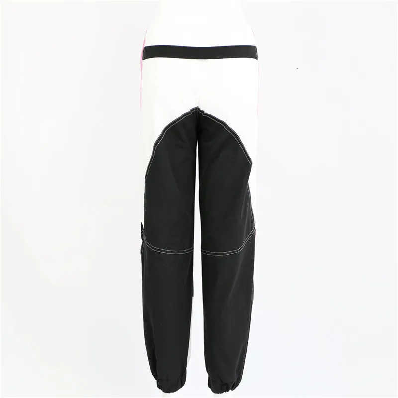 MEIYANGYOUNG женские брюки-карго в стиле пэчворк с высокой талией и пряжкой на поясе, женские брюки на молнии, повседневные брюки, Pantalon Femme