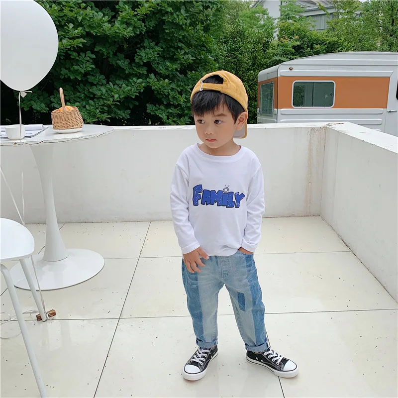 19 autumn new children's long sleeves family front and rear printing cotton children's long sleeve bottoming shirt