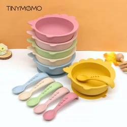 Bol d'alimentation en Silicone pour bébé, vaisselle dinosaure cuillère antidérapante, bols en Silicone, vaisselle pour bébés, ensemble d'assiettes sans BPA 
