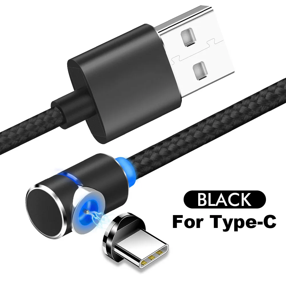 CASPTM USB кабель с магнитной зарядкой USB для iPhone 11 Быстрая зарядка Micro usb кабель для передачи данных type C USB зарядный шнур 1 м 2 м - Цвет: For Type C Black