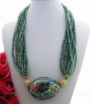 

10 Strands Abalone Shell Crystal Necklace 24"