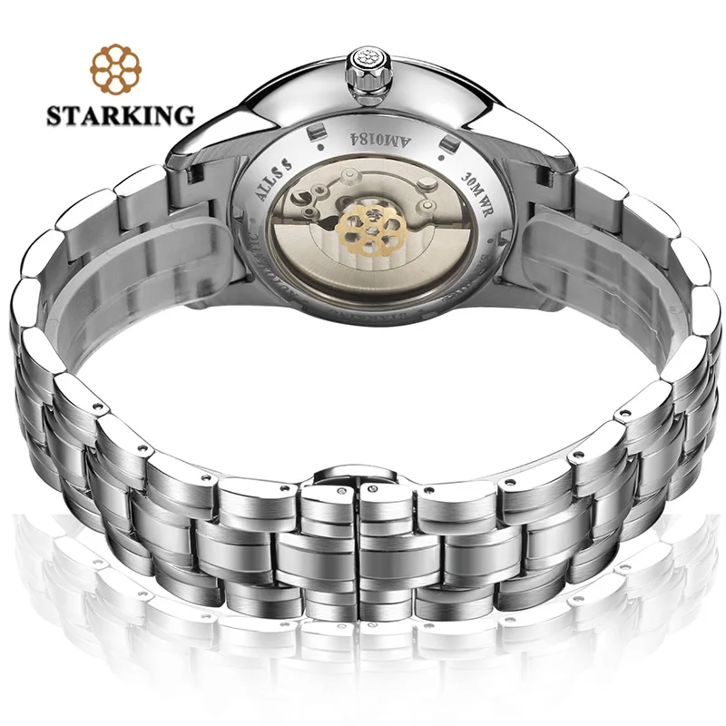 STARKING Mens Watch Automatic Mechanical Watch All Stainless Steel Simple Business Male Clock xfcs Luxury Brand Dress WristWatch