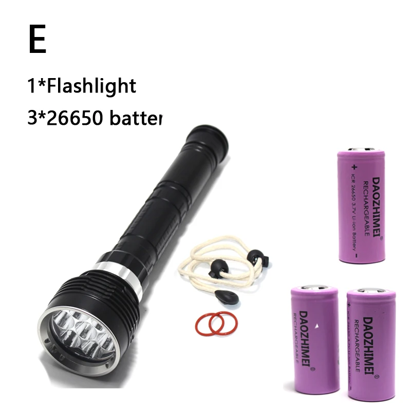 flashtorch mini 8000LM Professional Diving torch XML-T6 L2 White light Portable Scuba LED Hunting Lantern 100M Underwater Dive Flashlight emergency flashlights Flashlights