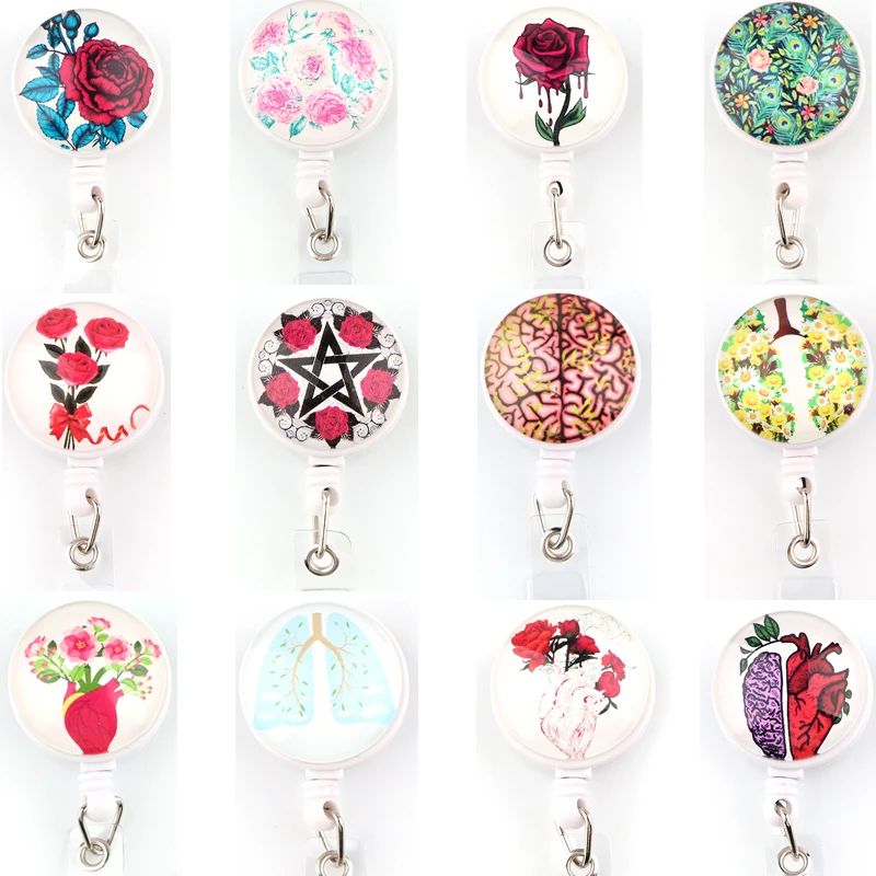 

20 шт./лот BH1606 Мультяшные розы человеческие органы выдвижной Врач Медсестра бейдж катушка модная Милая визитница для студентов
