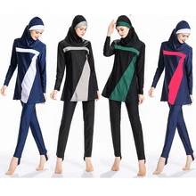 Мусульманский купальный костюм с длинным рукавом, исламский купальный костюм, купальный костюм с цифровой печатью, три предмета, Буркини, S-6XL, одежда для плавания, хиджаб, Муслима