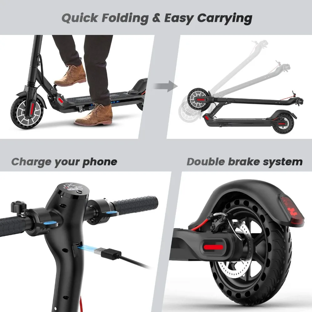 350W Powerful Adult Electric Scooter Folding Electric &Disc Brake 8.5 inch with APP Control with USB Port Honeycomb Tire