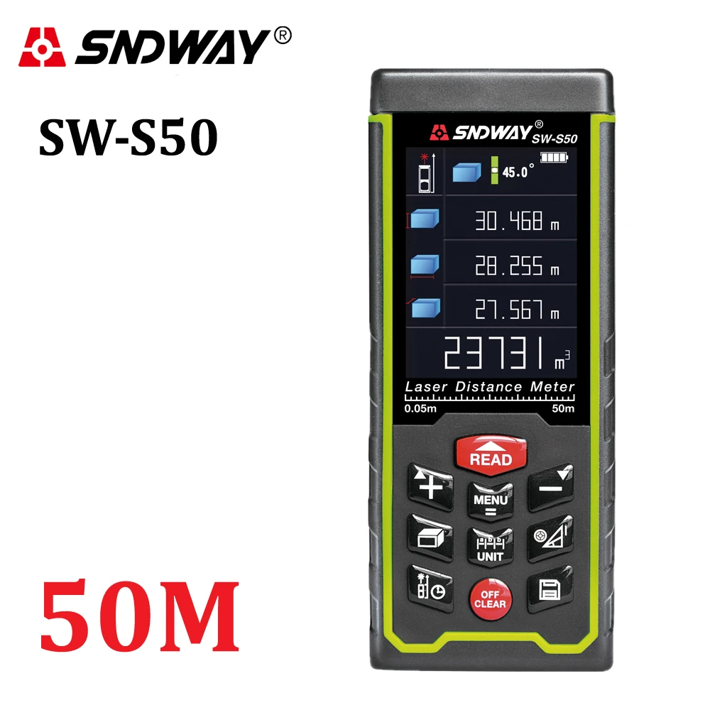 

SNDWAY Color Display 50m 164ft Digital Rechargeable Laser Rangefinder Laser Distance Meter Measure Tools Free Shipping
