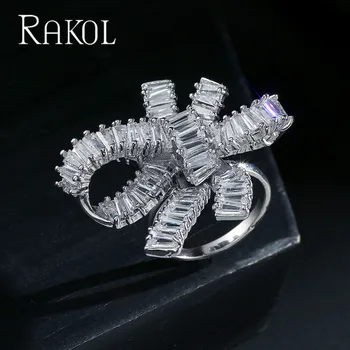 

RAKOL Casual Cubic Zirconia Fashion Butterfly Sweet Cute Ring for Women Wedding Dinner Party Birthday Gift Jewelry RR01045