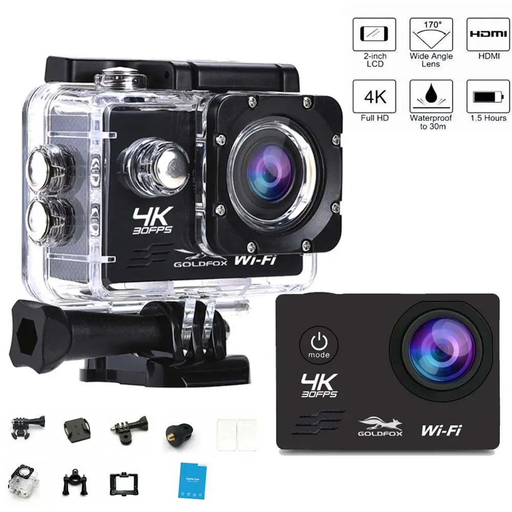 4K HD спортивная DV камера WiFi 1080P Экшн 170D Подводная Водонепроницаемая