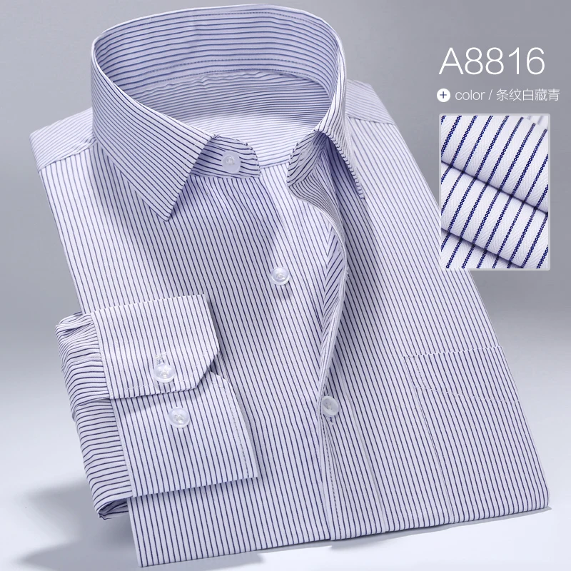 Мужская городская деловая полосатая рубашка с длинными рукавами, профессиональная рабочая деловая хлопковая/Высококачественная простая Классическая многоцветная рубашка - Цвет: A8816
