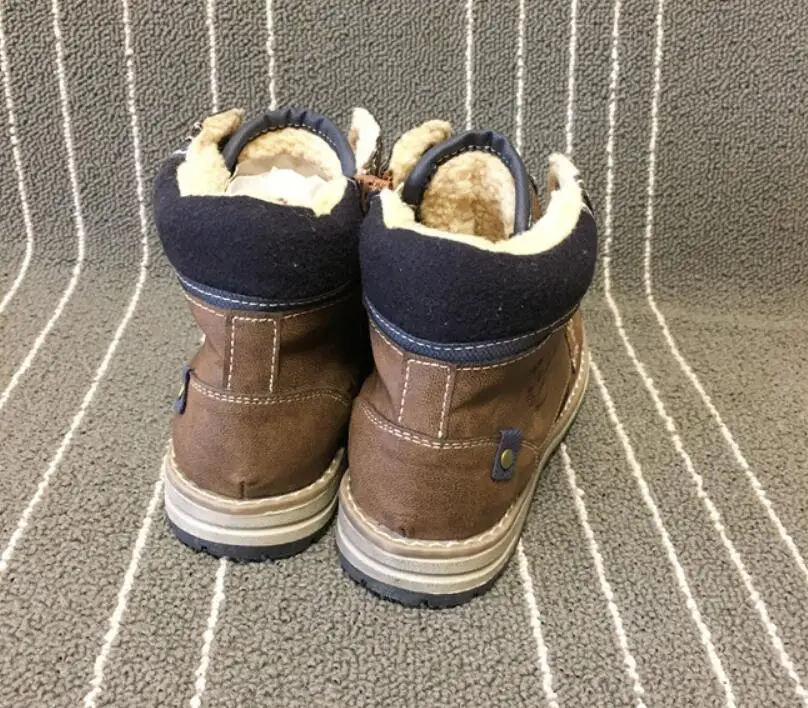 Wallvell/экспорт в Россию; зимние ботинки для мальчиков; зимние хлопковые ботинки; теплые Нескользящие ботинки с мехом в английском стиле