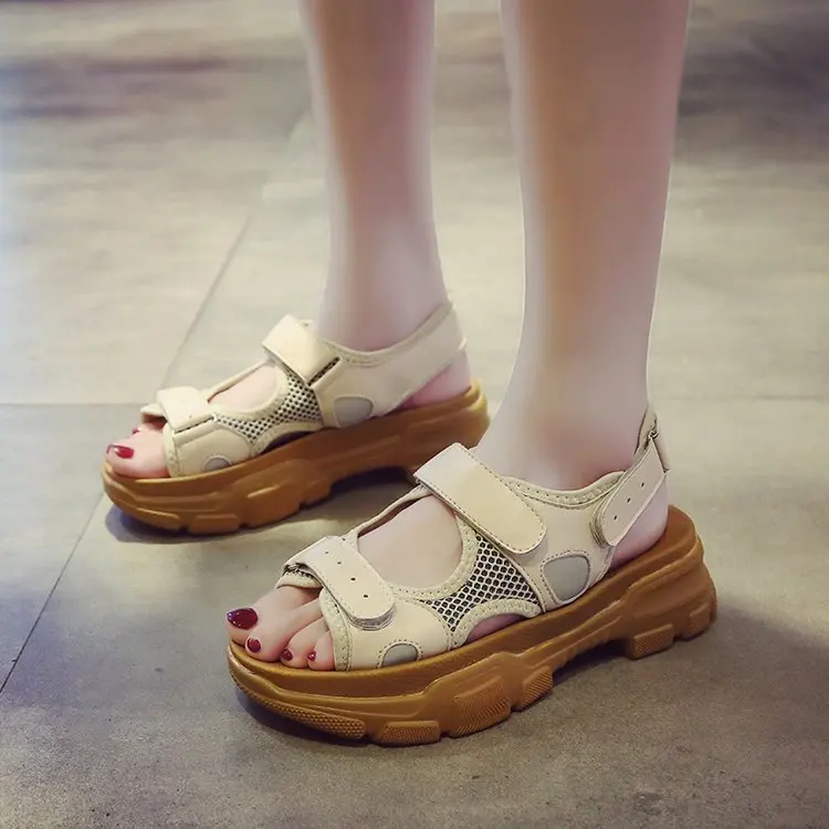 

Girls Shoe Online Celebrity Breathable Sandals Women's 2019 New Style Summer Versatile Students Platform Thick Bottomed Rome Coo