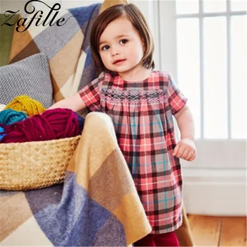 

ZAFILLE 2020 Baby Girl Clothes Short Sleeve Cotton Plaid Summer Dress For Girl Casual Toddler Kids Dresses Baby Girl Clothing