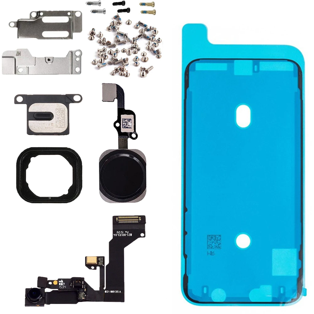 

8pcs/set LCD Parts Front Camera Home button flex cable Ear Speaker with metal bracket and full set screws For iphone s6 6s Plus