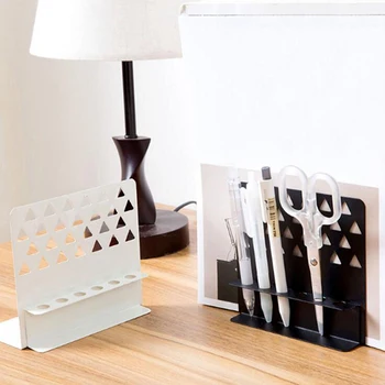 

Metal Bookends With Pen Holder Black White Simple Style Book Stand Desktop Organizer Stationery School Office Supplies