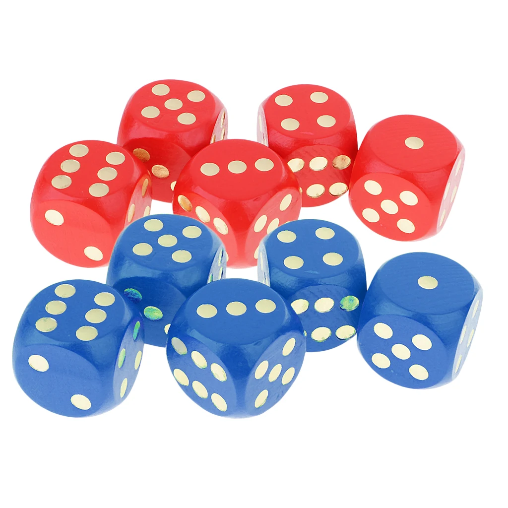 10Pcs Dotted Dice Six Sided Wooden Block for Party MTG DND Role Playing Toy