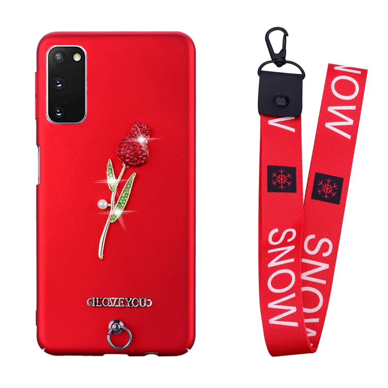 Розовый чехол с ремешком на запястье для телефона Samsung Galaxy A51 A71 S8 S9 S10 S20 Plus J4 J8 A9 A10