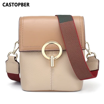 

2020 New Small Women Messenger Bags Cow Genuine Leather Panelled Bag Desinger Shoulder Handbags High Quality Famous Brand Ladies