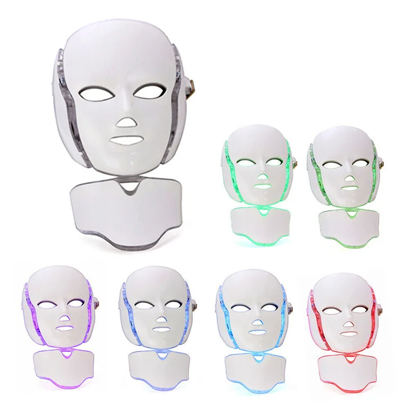 LED Mask For Face Neck 7 Colors EMS Micro-current Wrinkle Acne Removal Skin Rejuvenation Electric L - 4000415898180